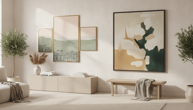 Tableaux modernes pour salon : 10 idées déco et conseils 2026 : Tableau modulaire vs toile unique : lequel choisir